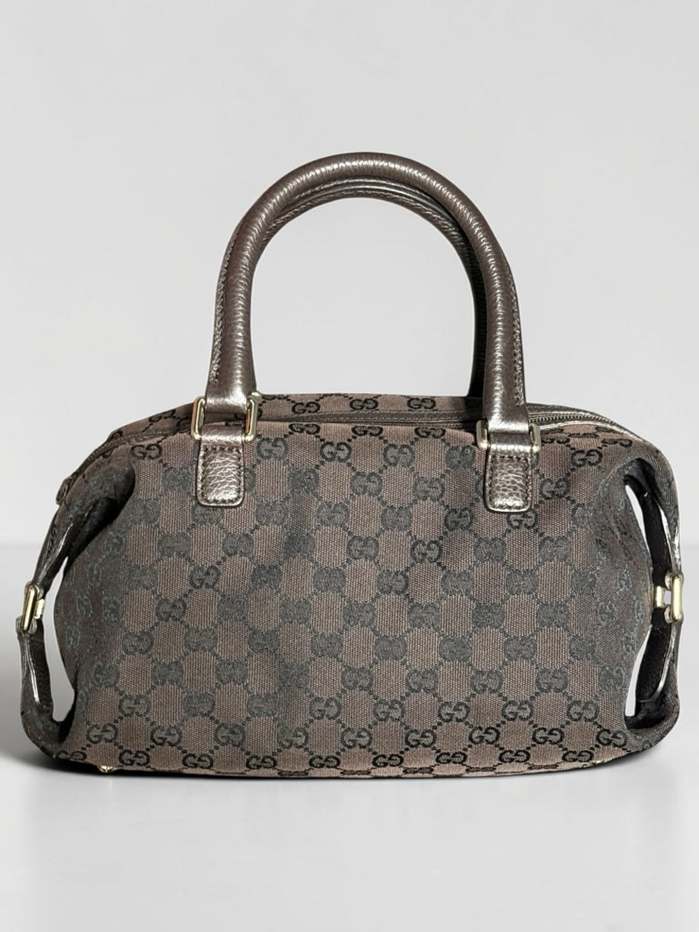 Gucci Brown GG Monogram Satchel Boston Bag